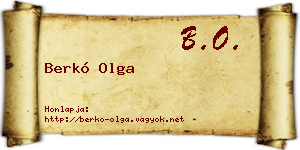 Berkó Olga névjegykártya